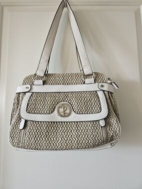 Rosetti White and Tan Woven Shoulder Bag